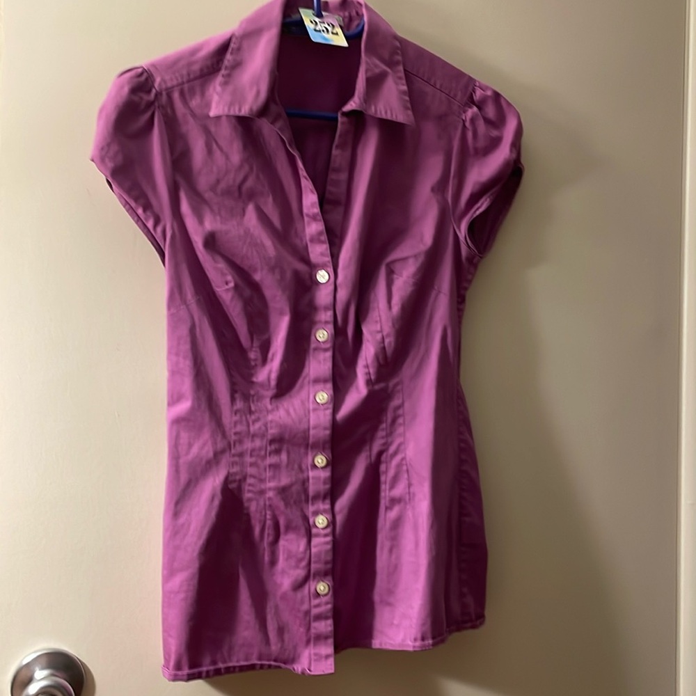 EUC BANANA REPUBLIC lilac fitted button down sz.6 252